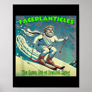Poster Le dieu grec du ski de descente et des chutes sur