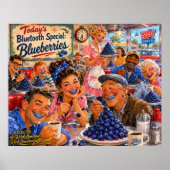 Poster Le Diner Bluetooth Myrtilles Rétro Dessin Animé (Devant)