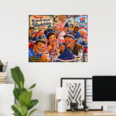 Poster Le Diner Bluetooth Myrtilles Rétro Dessin Animé (Bureau à domicile)