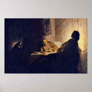 Poster Le dîner chez Emmaus. Par Rembrandt Van Rijn
