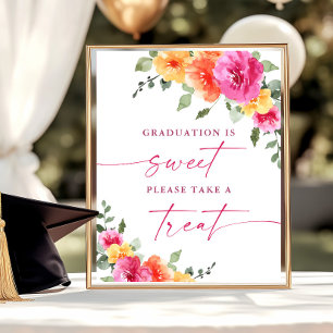 Poster Le Diplôme Est Doux Festif Brillant Panneau Floral