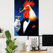 Poster Le Don de l'Aube | Coq Dapper Fumer Cigar (Bureau à domicile)