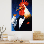 Poster Le Don de l'Aube | Coq Dapper Fumer Cigar (Cuisine)