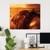 Poster Le dos du cheval avec selle occidentale (Bureau à domicile)