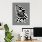 Poster Le dragon chinois à la toiture de tatouage (Bureau à domicile)