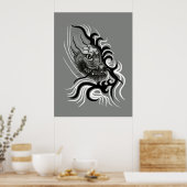 Poster Le dragon chinois à la toiture de tatouage (Cuisine)