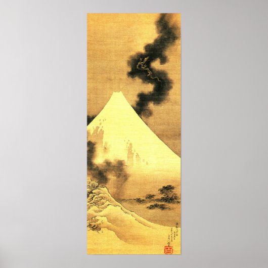 Poster Le dragon de la fumée s'échapper du Mont Fuji (Devant)
