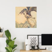Poster "Le dragon pris la reine" par Arthur Rackham (Bureau à domicile)