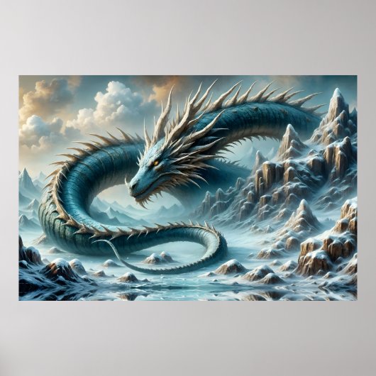 Poster Le dragon se réveille dans un monde glacé (Devant)
