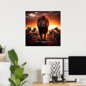 Poster Le drame de la nature : une solution au lion (Bureau à domicile)