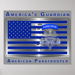 Poster Le drapeau américain du parachutiste aéroporté du