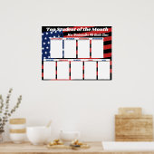 Poster Le drapeau américain meilleur élève du mois de cla (Cuisine)