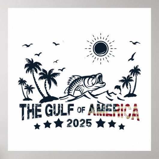 Poster Le drapeau américain patriotique du golfe d'Amériq (Devant)