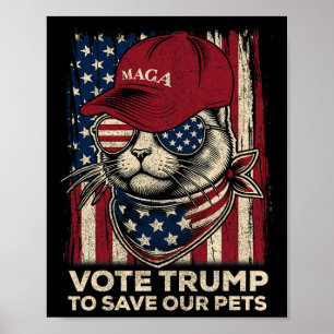 Poster Le drapeau américain vote Trump pour sauver nos an