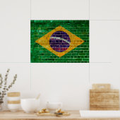 Poster Le drapeau brésilien sur un mur de briques (Cuisine)