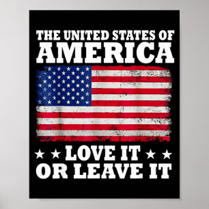 Poster Le drapeau des États-Unis d'Amérique aime ou quitt