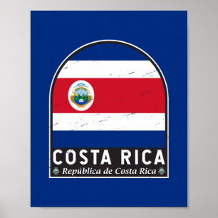 Poster Le drapeau du Costa Rica Emblem Vintage