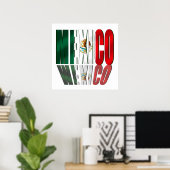Poster Le drapeau du logo de Mexico Reflection pour les M (Bureau à domicile)