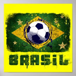 Poster Le drapeau grunge 2014 du football de coupe du