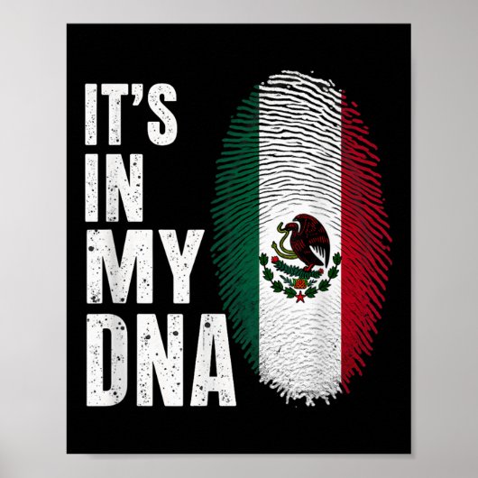 Poster Le Drapeau Mexicain Mexique C'Est Dans Mon Adn (Devant)