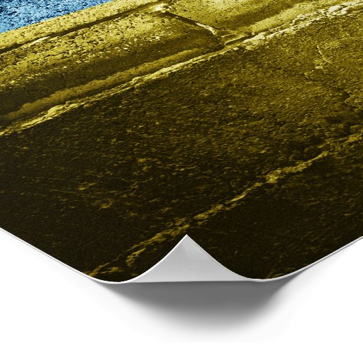 Poster Le drapeau ukrainien sur le mur (Coin)