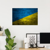 Poster Le drapeau ukrainien sur le mur (Bureau à domicile)