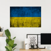 Poster Le drapeau ukrainien sur le mur (Bureau à domicile)