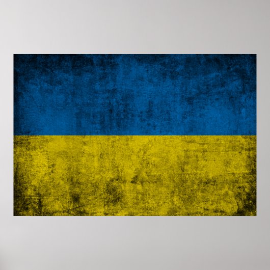 Poster Le drapeau ukrainien sur le mur (Devant)