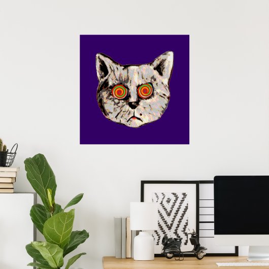 Poster le drôle de chat fou (Bureau à domicile)