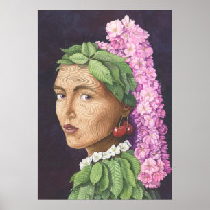 Poster Le dryad avec le cerisier