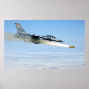Poster Le F-16 met le feu à un missile Maverick