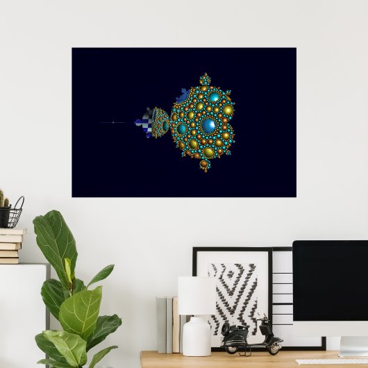 Poster Le fameux Mandelbrot blanc sur bleu foncé (Bureau à domicile)