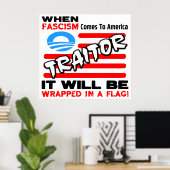 Poster Le Fascisme Dans Un Drapeau ! (Bureau à domicile)