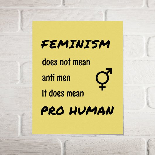 Poster Le féminisme citation prohumaine typographique