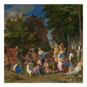 Poster Le festin des dieux, 1514 - 29 (huile sur la