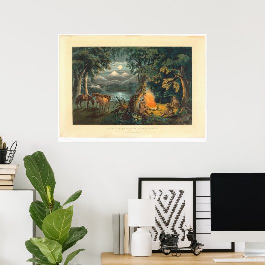 Poster Le feu de camp de Trapper 1866 (1779A) (Bureau à domicile)
