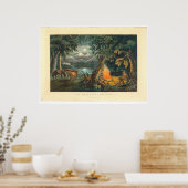 Poster Le feu de camp de Trapper 1866 (1779A) (Cuisine)