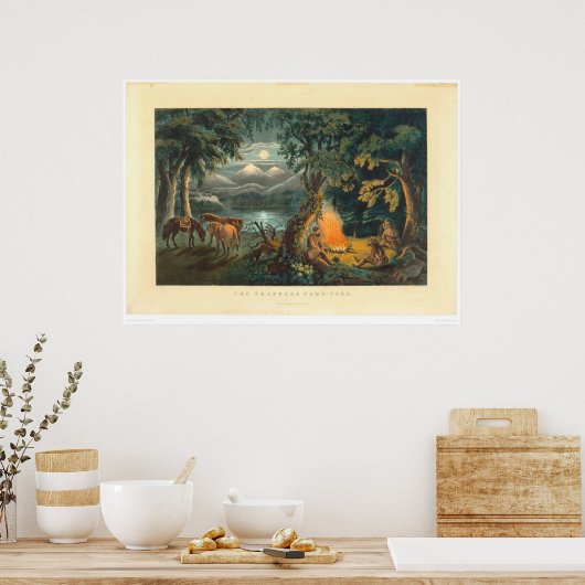Poster Le feu de camp de Trapper 1866 (1779A) (Cuisine)