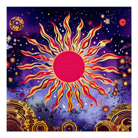 Poster "Le feu de la danse du Cosmos" Le Soleil (Devant)