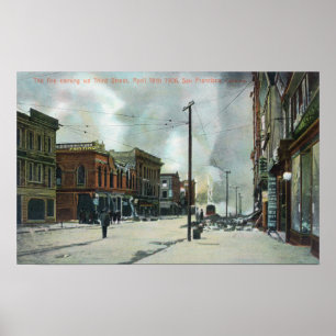 Poster Le feu troisième Street montante, tremblement de