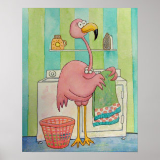 Poster Le Flamant rose Whimsical Rose Fait De La Lessive 