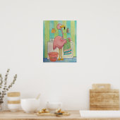Poster Le Flamant rose Whimsical Rose Fait De La Lessive (Cuisine)