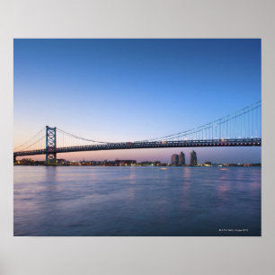 Poster Le fleuve Delaware, pont de Ben Franklin