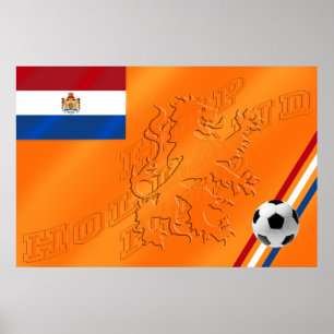 Poster Le football 2014 néerlandais de drapeau de la