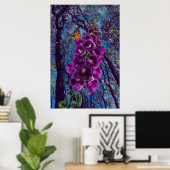 Poster Le foxglove avec papillon dans la peinture des boi (Bureau à domicile)