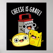Poster Le fromage est Grate Funky Food Pun Dark BG (Devant)