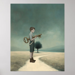 Poster Le Garçon et sa Clé Livre de Contes Surréaliste