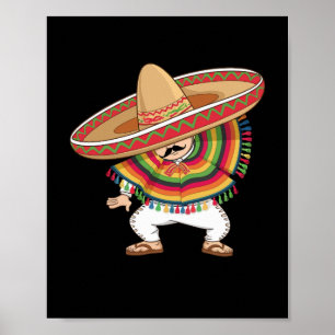 Poster Le garçon mexicain Dabbing Poncho Cinco de Mayo
