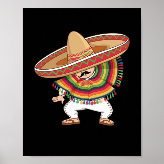 Poster Le garçon mexicain Dabbing Poncho Cinco de Mayo (Devant)