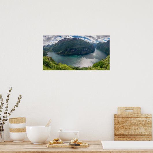 Poster Le Geirangerfjord complet dans l'affiche panoramiq (Cuisine)